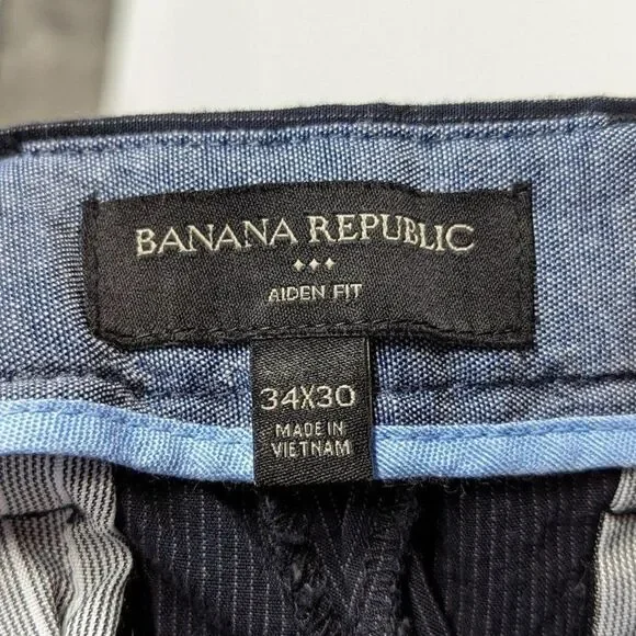 Banana Republic Men's Size 34 x 30 Aiden Fit Blue Pinstripe Pants - Picture 4 of 5